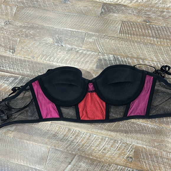 Balanced Tech Neon Color Block Corset Active Style Mesh Bra Medium NWOT - Picture 6 of 6